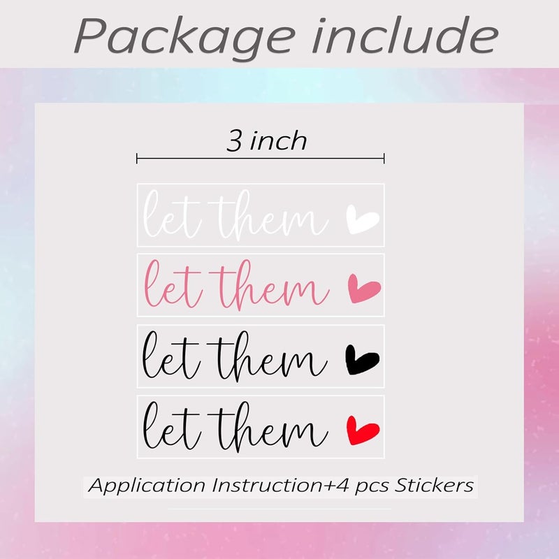 CIKTCOKO 4 x Let Them Mental Health Awareness Rear View Mirror Sticker,Affirmation Mirror Stickers,Car Rearview Mirror Decal,Car Accessories For Women,Water Bottle Laptop Bumper Tumblers Vanity Mirror Decal - Image 4